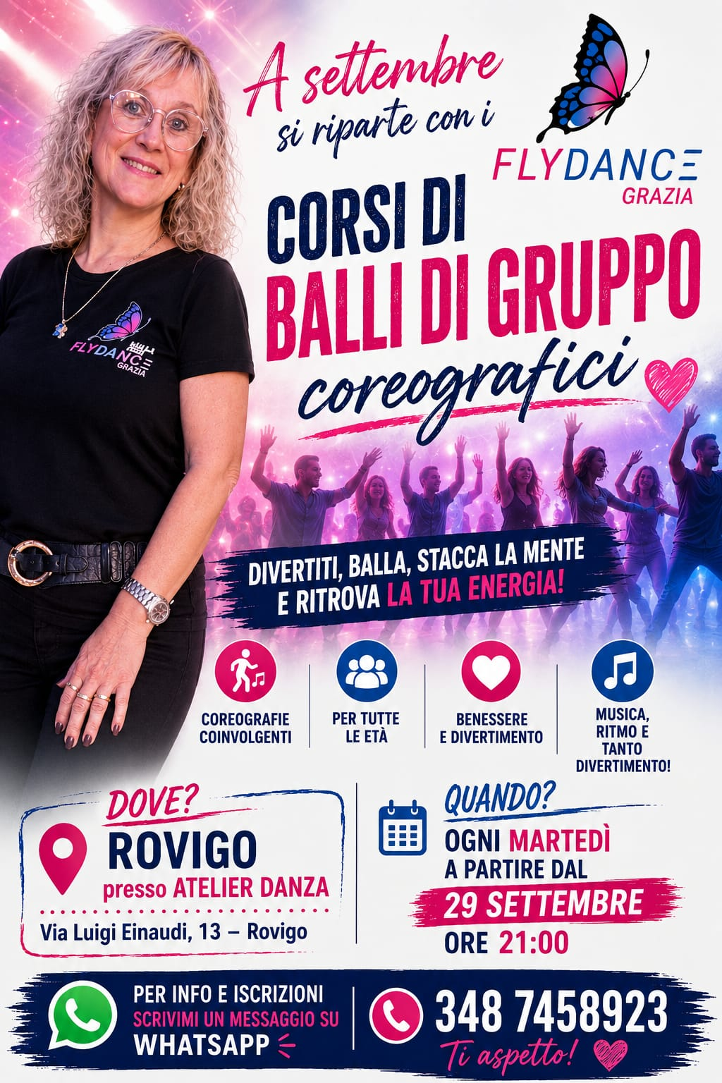 Locandina corsi di Balli di gruppo coreografici a Rovigo